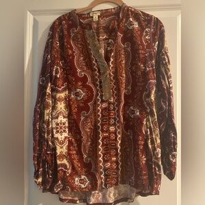 Tiny Bohemian Paisley Blouse in Rich Tones Sz S
